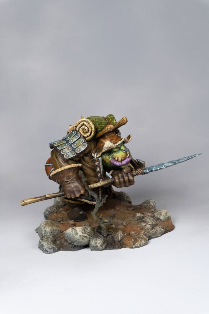 Fantasy ogre figurine with armor and sword from Minica Art.